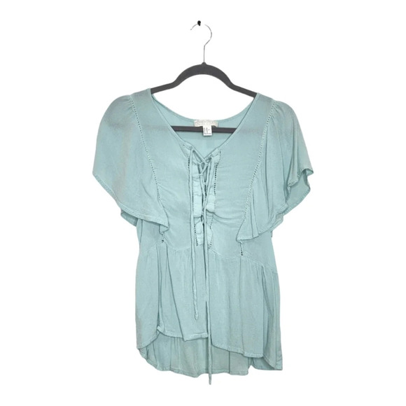 Summer Babe Flutter Sleeve Top Teal Sz XL - Picture 8 of 8